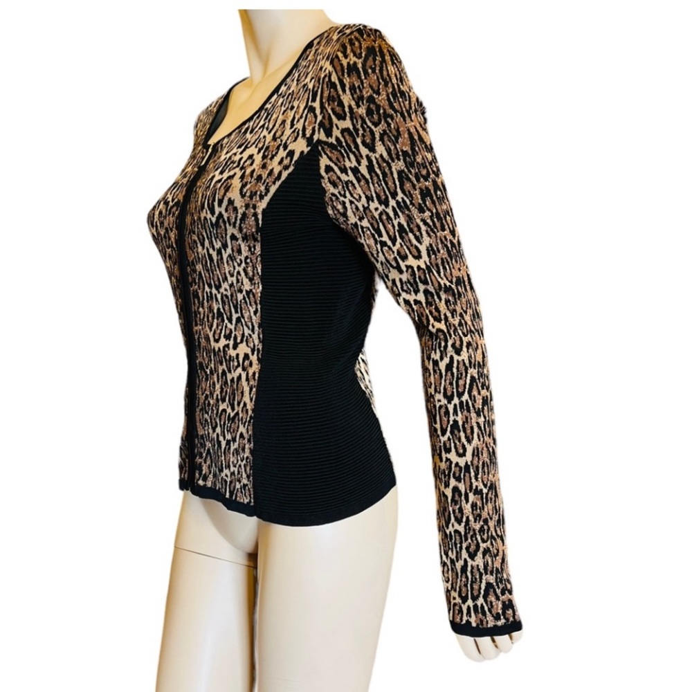 Cach’e Leopard Print Zip Up Sweater Jacket - image 6
